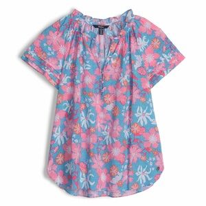 Hatley Wild Garden Sylvie Short Sleeve Blouse Size XS Extra Small Womens